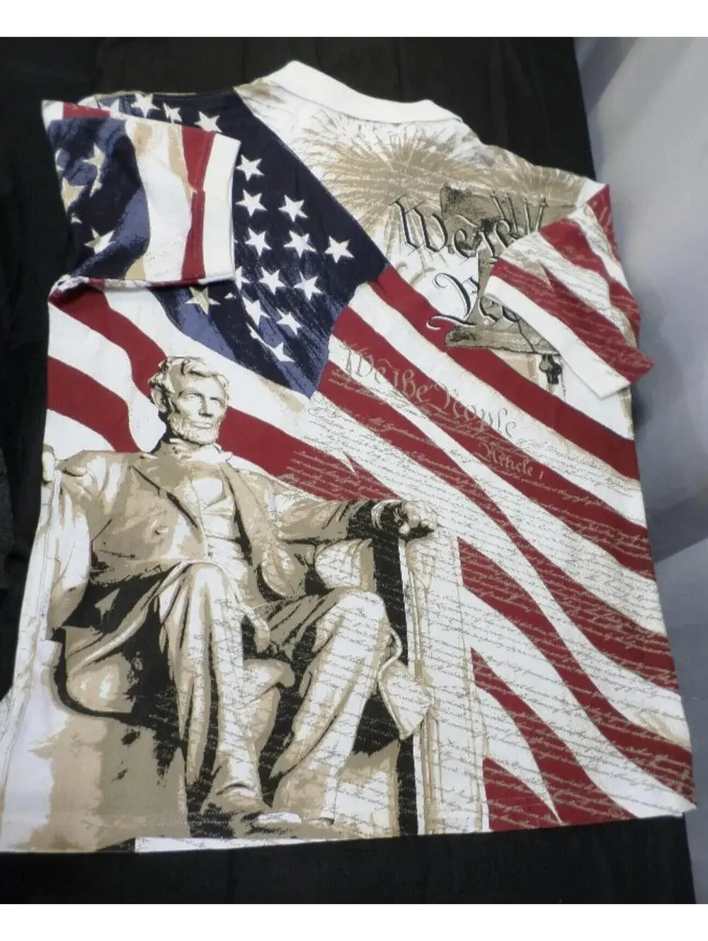 DESIGNER COTTON TRADERS WE THE PEOPLE COTTON POLO AMERICAN FLAG SHIRT MEDIUM - Picture 10 of 12